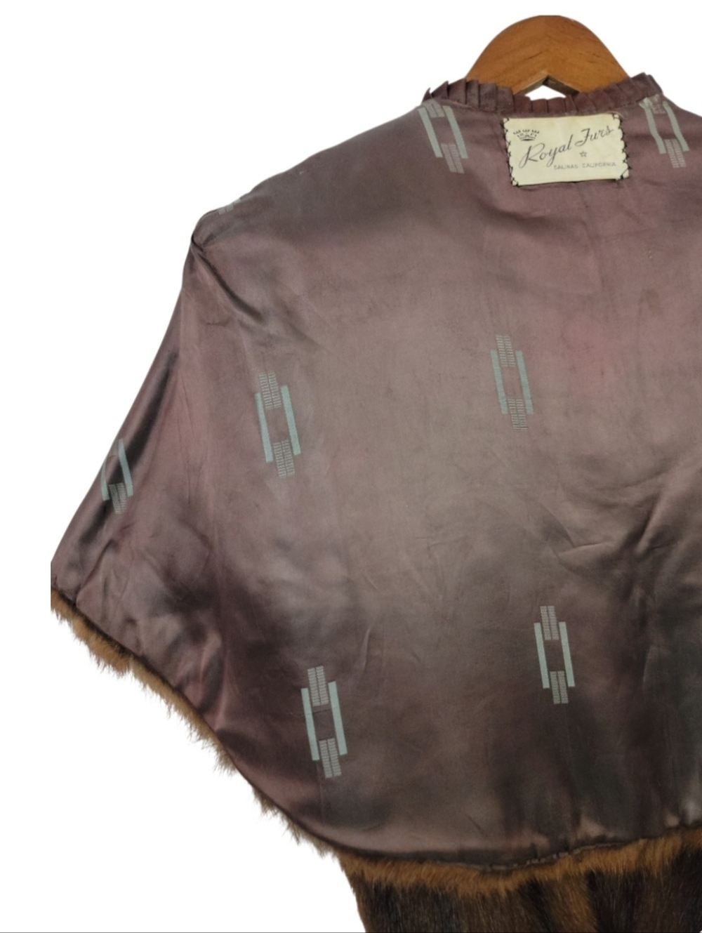Vintage 50s Royal Furs Brown Mink Fur Stole Cross Front Capelet Shoulder Wrap - Picture 12 of 16